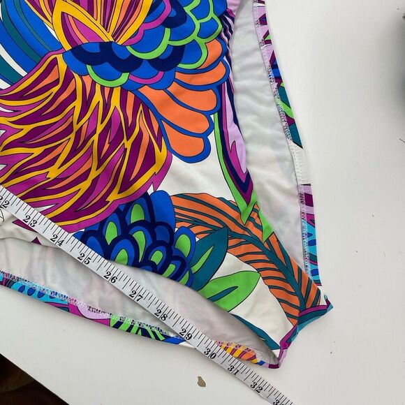 Trina Turk One Piece Swimsuit Size 8 10?  Multi Paradise Plume V Plunge Tropical - Picture 16 of 16